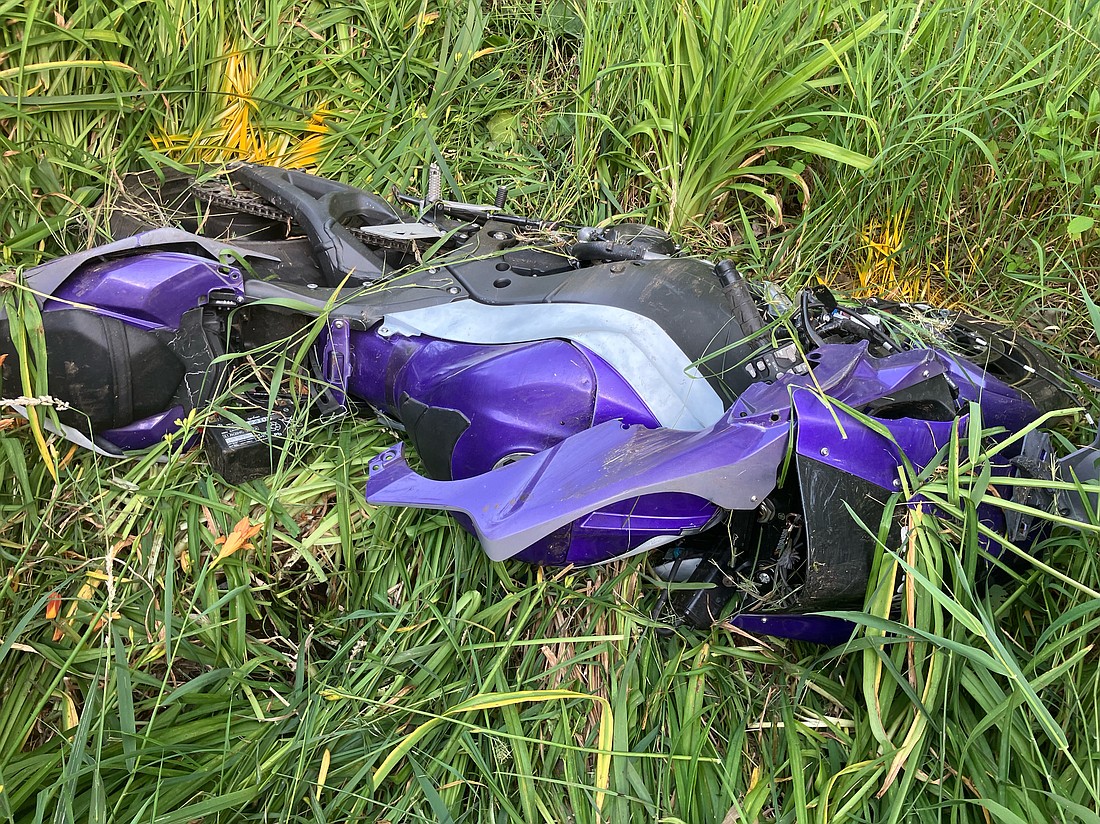 The 2023 Kawasaki motorcycle involved in Wednesday afternoon’s fatal crash on Ind. 25 is shown. Photo provided by Kosciusko County Sheriff's Office.