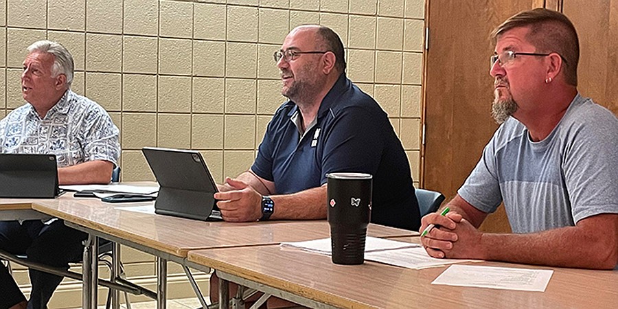 Pictured (L to R) are Pierceton Town Council members Glenn Hall, Matt Brubaker and Chauncey Smith. Photo by Liz Adkins, InkFreeNews