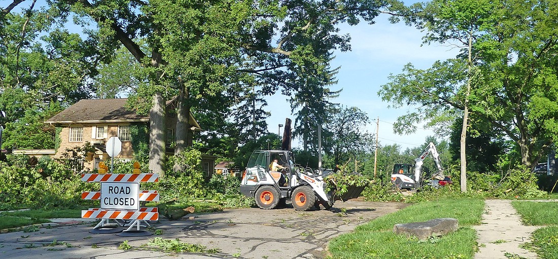 Tree damage occurred  along Fort Wayne Street, near Union Street. Photo by Gary Nieter, Times-Union