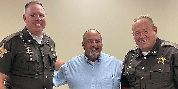 Pictured (L to R) are Kosciusko County Sheriff Jim Smith, Sheriff's Merit Board Member Tony Garza and Kosciusko County Sheriff's Office Chief Deputy Chris McKeand. Photo by Liz Adkins, InkFreeNews