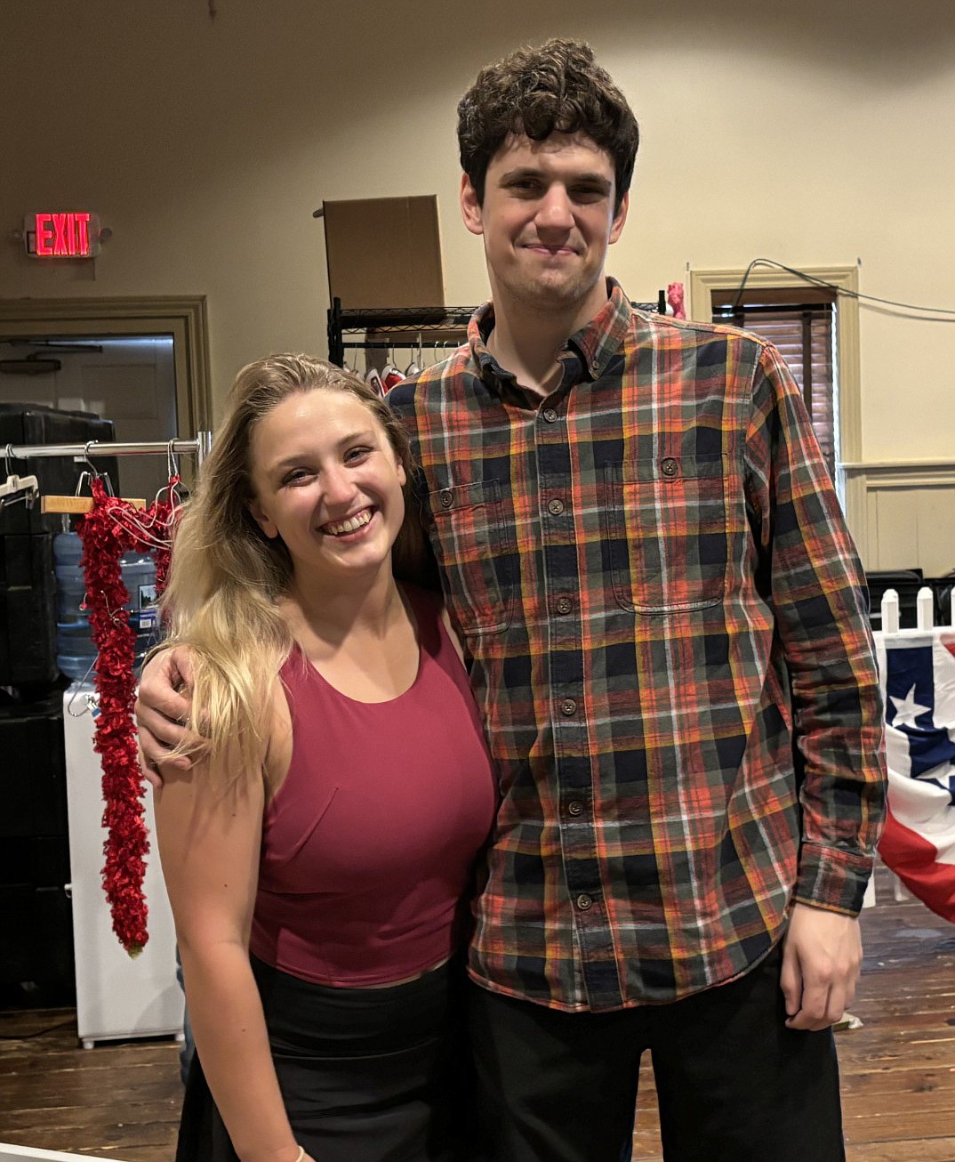 The main leads in the upcoming “Love Comes Softly” production - Goshen native Molly Hill Fuller, who plays Marty Claridge, and Fort Wayne native Andrew Bower, who plays Clark Davis, pose for a photo at a recent practice at The Barns. Photo by Denise Fedorow