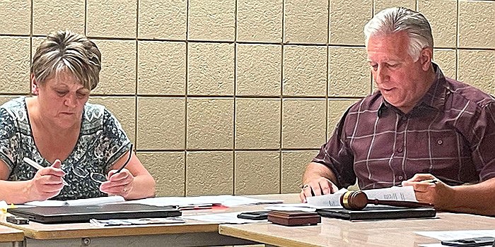 Pictured (L to R) are Pierceton Clerk-Treasurer Myra Mast and Council President Glenn Hall. Photo by Liz Adkins, InkFreeNews