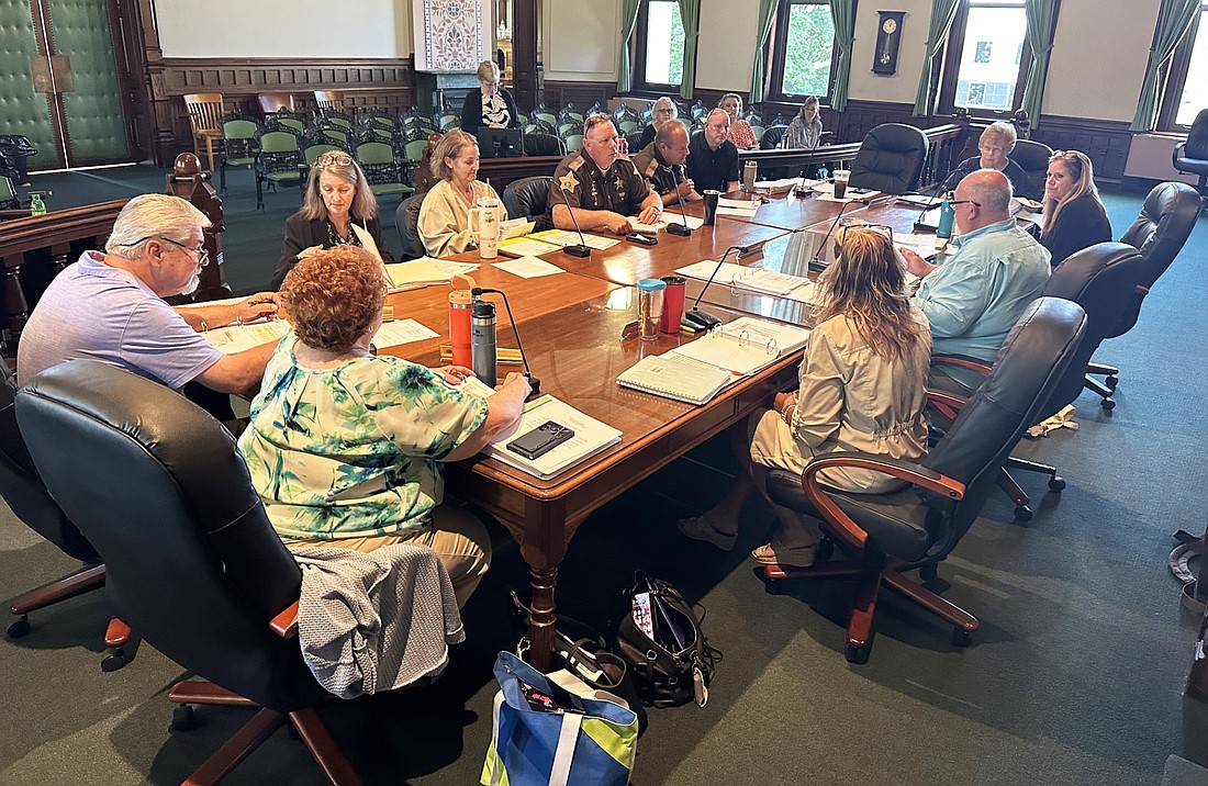 Kosciusko County Sheriff Jim Smith (left, center) and members of his department present their proposed 2025 budgets to the Kosciusko County Council Wednesday morning. Photo by David Slone, Times-Union