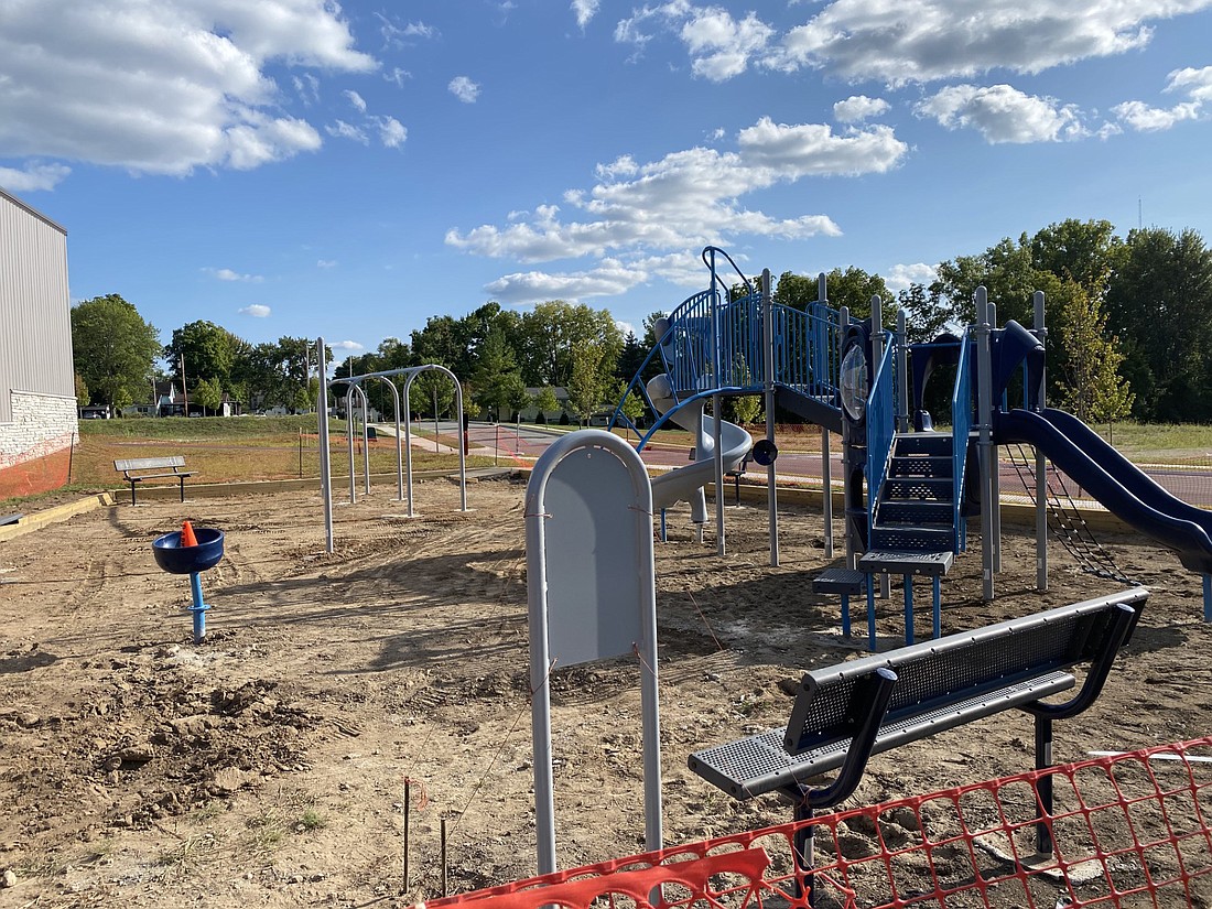 Warsaw Parks and Recreation Department Superintendent Larry Plummer said on Tuesday that work on Gateway Grove park is nearly complete. Shown is the small park located behind the Downtown Warsaw YMCA near The Grove housing development. Photo by Leah Sander, InkFreeNews