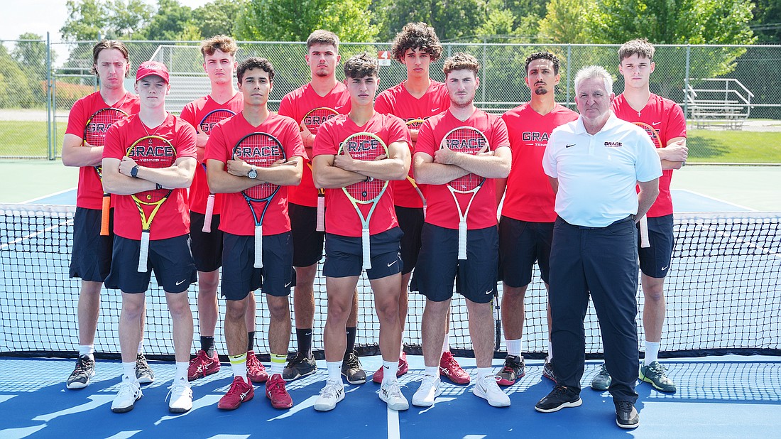 Pictured is the 2024 Grace men’s tennis team.