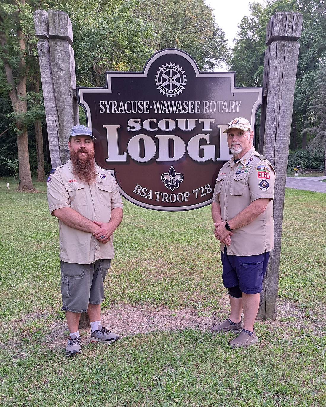 Trevor Ritter (L) takes over leadership of Syracuse Boy Scout Troop 728 from longtime Scout Master Don Curry, who was Ritter’s scout master as a youth. Photo Provided.