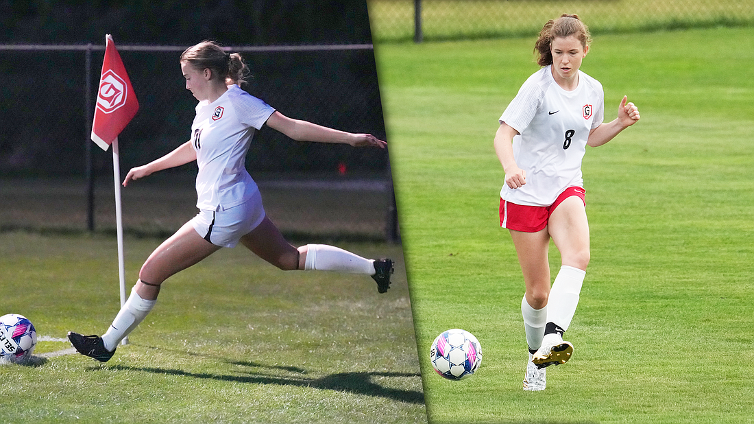 (left) Cassidy Felger and (right) Zoe Mueller for Grace's women's soccer team