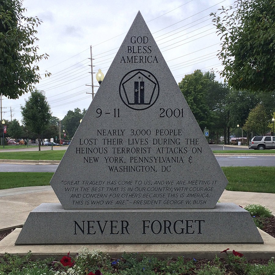 A Patriot Day ceremony will be at 6:30 p.m. Sept. 11 at the 9-11 memorial (pictured) at Central Park, 117 E. Canal St., Warsaw. Photo Provided