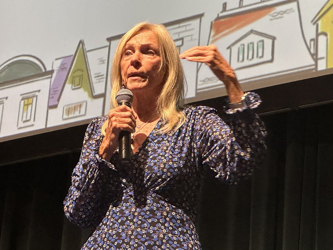 Judge Linda Davis speaks at Thursday’s Communities Recover Together event at the Warsaw Community High School Performing Arts Center. Photo by David Slone, Times-Union