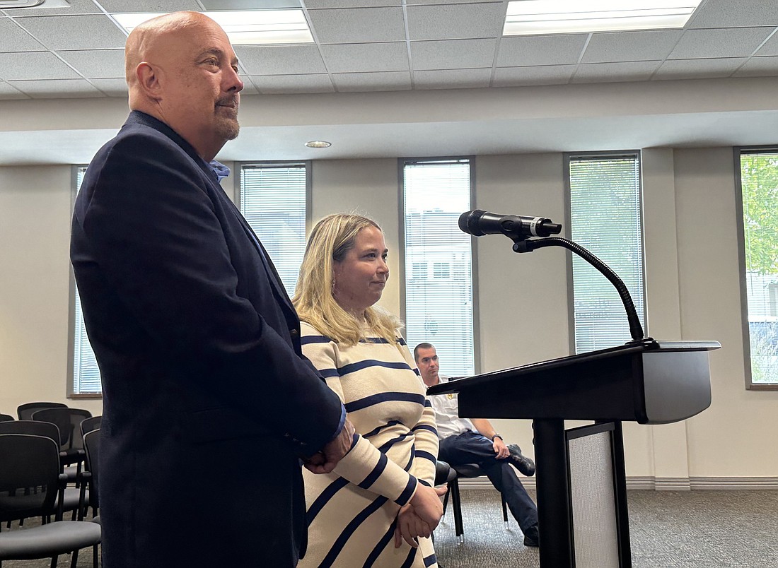 Scott Wiley (L) and Nora Christiansen (R), from Main Street Warsaw and the Kosciusko Chamber of Commerce, request road closures from the Warsaw Board of Public Works and Safety on Friday. Photo by David Slone, Times-Union