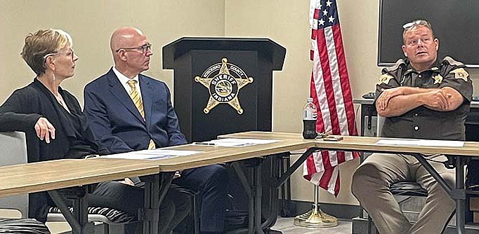 Pictured (L to R) are Kosciusko County Sheriff's Office Merit Board members Shari Benyousky and Alan Alderfer, and KCSO Chief Deputy Chris McKeand. Photo by Liz Adkins, InkFreeNews