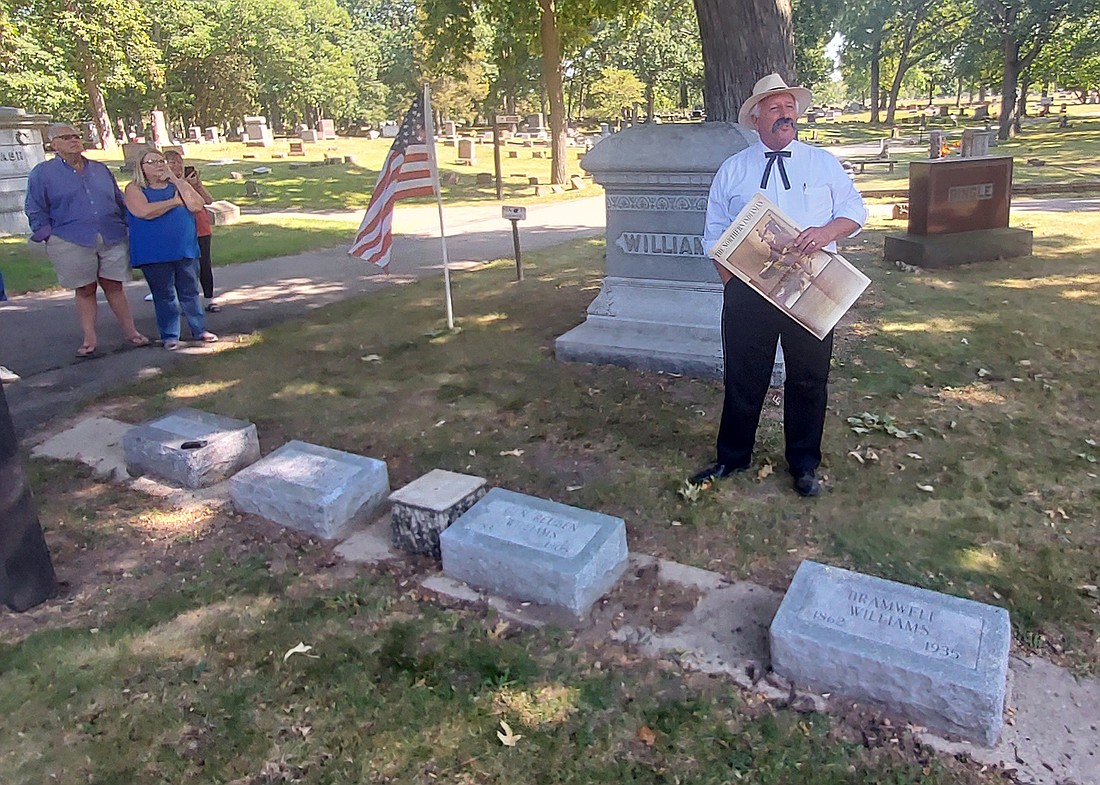 Glenn Hall portrays Gen. Reuben Williams during Oakwood Cemetery’s historical walk Saturday. Photo by Jackie Gorski, Times-Union