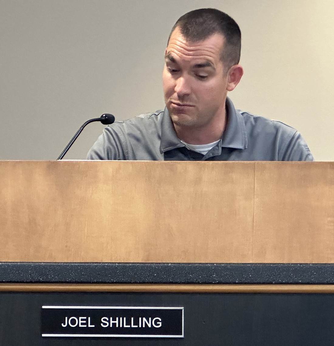 Warsaw-Wayne Fire Territory Chief Joel Shilling explains a $23,000 transfer to the territory board Tuesday. Photo by David Slone, Times-Union