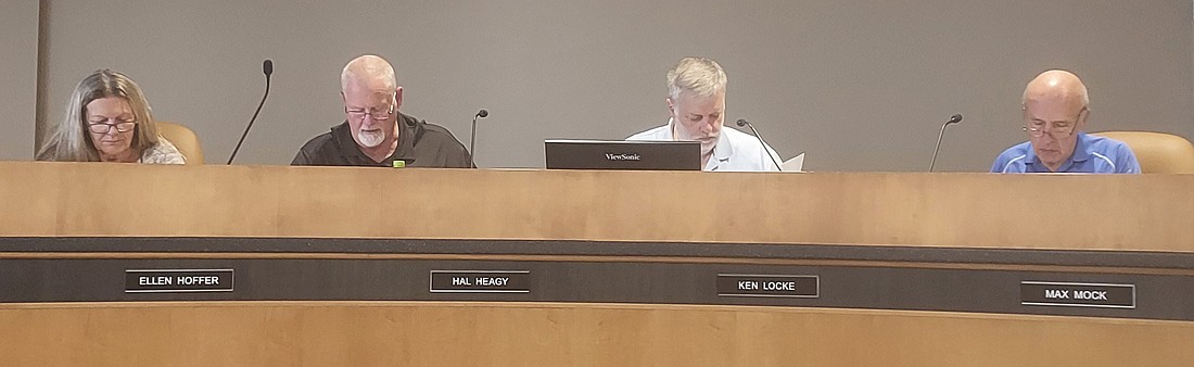 Pictured (L to R) are Oakwood Cemetery Board of Regents member Ellen Hoffer, sexton Hal Heagy and Board members Ken Locke and Max Mock. Photo by Jackie Gorski, Times-Union