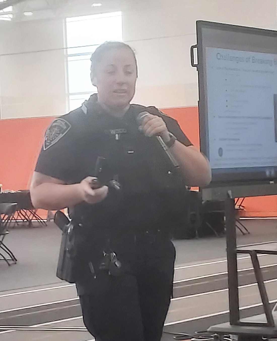 Warsaw Police Department officer Paige Wood speaks during the Nontraditional Employment for Women Workshop Thursday. Photo by Jackie Gorski, Times-Union