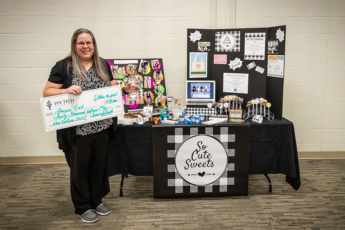 Laura Read was named Ivy Tech Community College Fort Wayne and Warsaw’s 2024 New Venture Champion for her business So Cute Sweets on Thursday. Photo Provided.