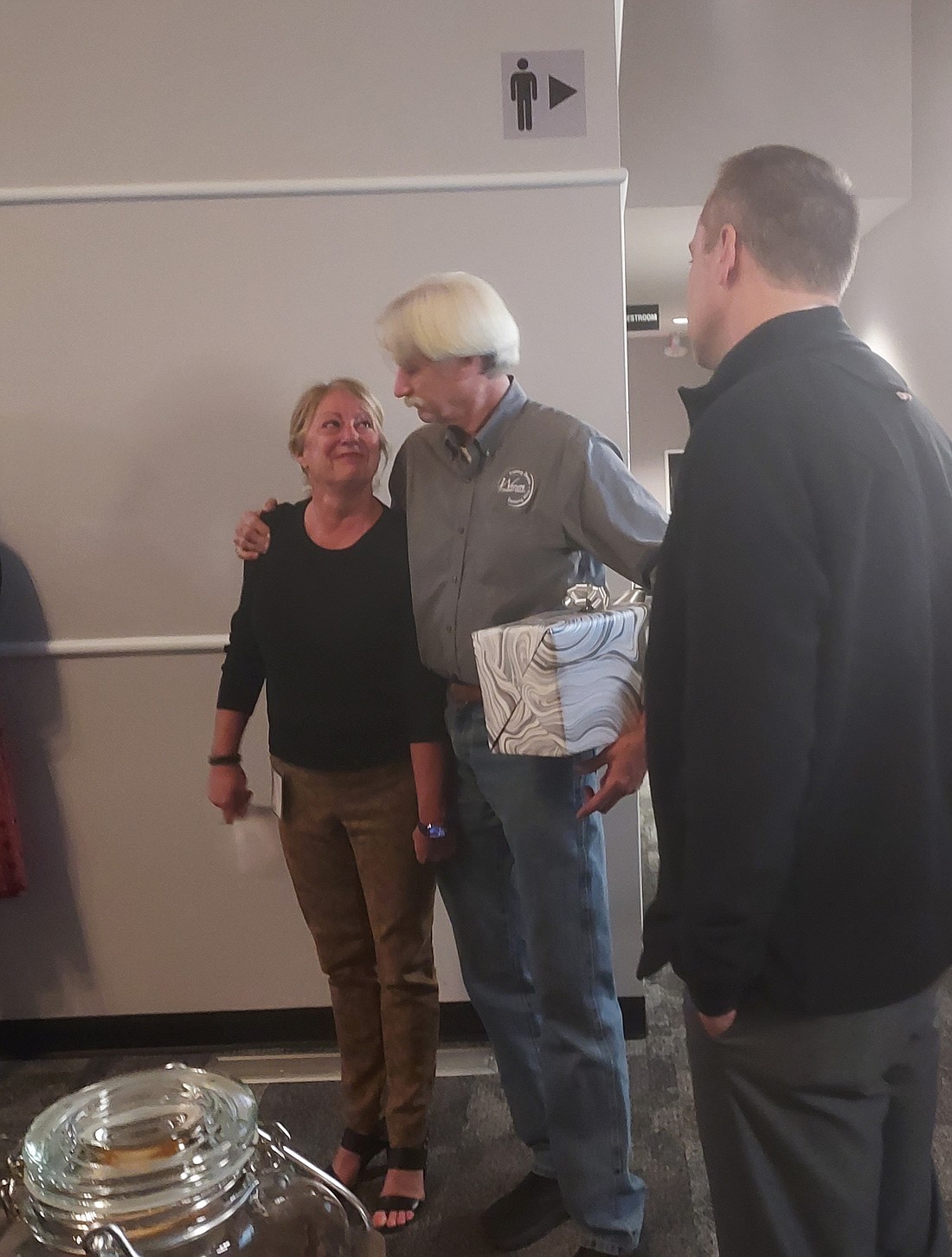 A reception for the retirement of Sheila Howe, director of human resources (L), was held before the Warsaw School Board meeting Monday. Shown with Howe are Director of Facilities Jim Lemasters and Warsaw Community Schools Superintendent Dr. David Hoffert (R). Photo by Jackie Gorski, Times-Union