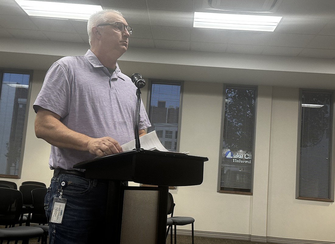 Warsaw Human Resources Director Denny Harlan listens for questions from the Warsaw Common Council Monday about the salary ordinances.  Photo by David Slone, Times-Union