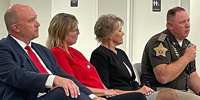 Pictured (L to R) are Kosciusko Circuit Court Judge-elect Matt Buehler, Kosciusko County Chief Probation Officer Tammy Johnston, Kosciusko Superior Court I Judge Karin McGrath and Kosciusko County Sheriff Jim Smith. Photo by Liz Adkins, InkFreeNews