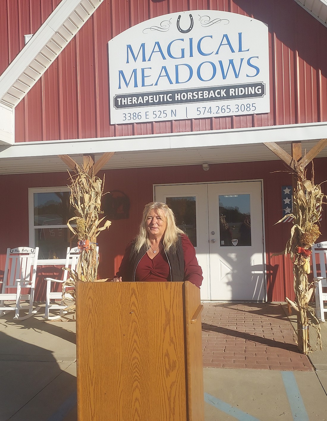 Tammy Stackhouse, founder and program coordinator at The Magical Meadows, speaks at a press conference Thursday. Photo by Jackie Gorski, Times-Union