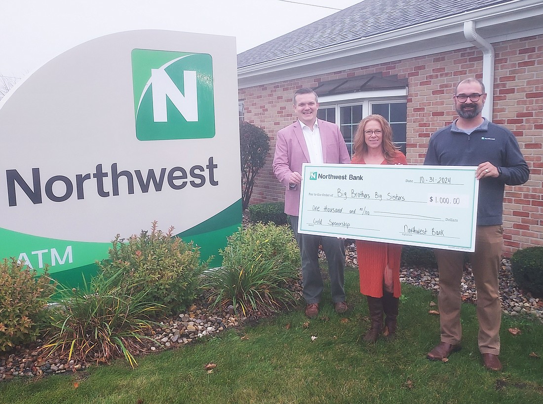 Pictured (L to R) are Devin Schultis, area manager at Northwest Bank; Tammy Smith, Kosciusko County community development director at Big Brothers Big Sisters of Northeast Indiana; and Dominic Palmitessa, financial center manager at Northwest Bank. Photo by Jackie Gorski, Times-Union