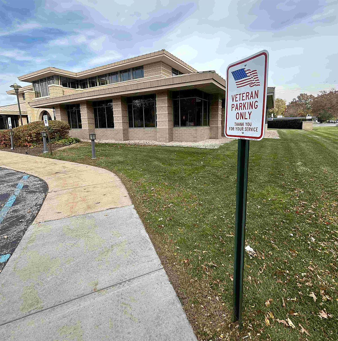 A parking space dedicated to veterans at Horizon Bank. Each branch has a space marked “Veterans Parking Only.”  Photo Provided