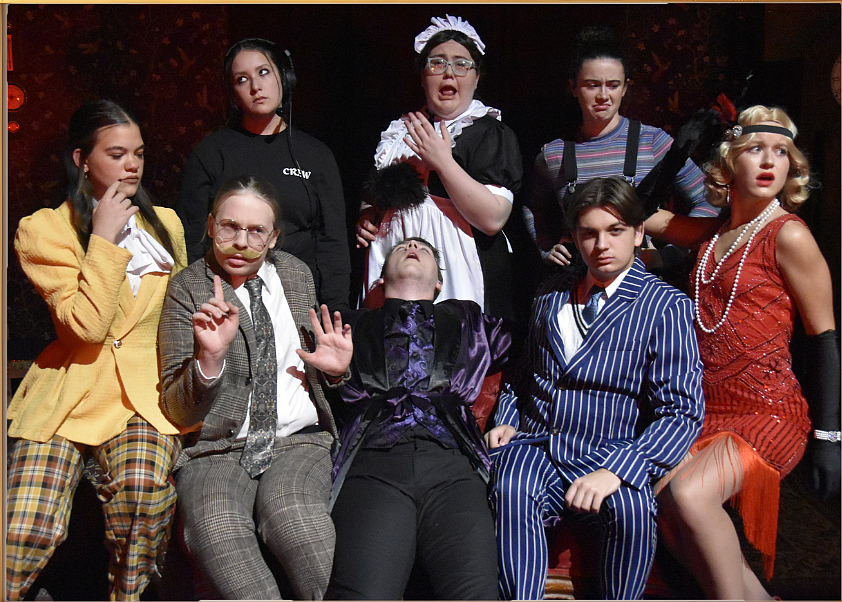 Pictured are some of the cast members of the Warsaw Community High School production of “The Play That Goes Wrong.” Photo Provided.