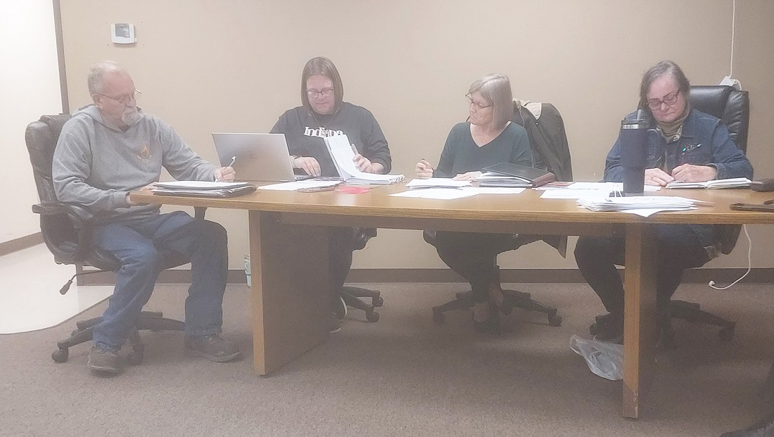 Pictured (L to R) are Mentone Town Councilman Tim Croy, Clerk-Treasurer Amanda Yaprak and Councilwomen Jill Gross and Shelly Krueger. Photo by Jackie Gorski, Times-Union