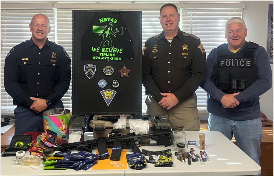 Pictured (L to R) are Warsaw Police Chief Scott Whitaker, Kosciusko County Sheriff Jim Smith and Winona Lake Police Chief Joe Hawn. Photo provided.