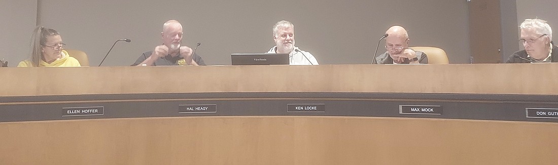 Pictured (L to R) are Oakwood Cemetery Board of Regents member Ellen Hoffer, sexton Hal Heagy and Board members Ken Locke, Max Mock and Don Guthrie. Photo by Jackie Gorski, Times-Union