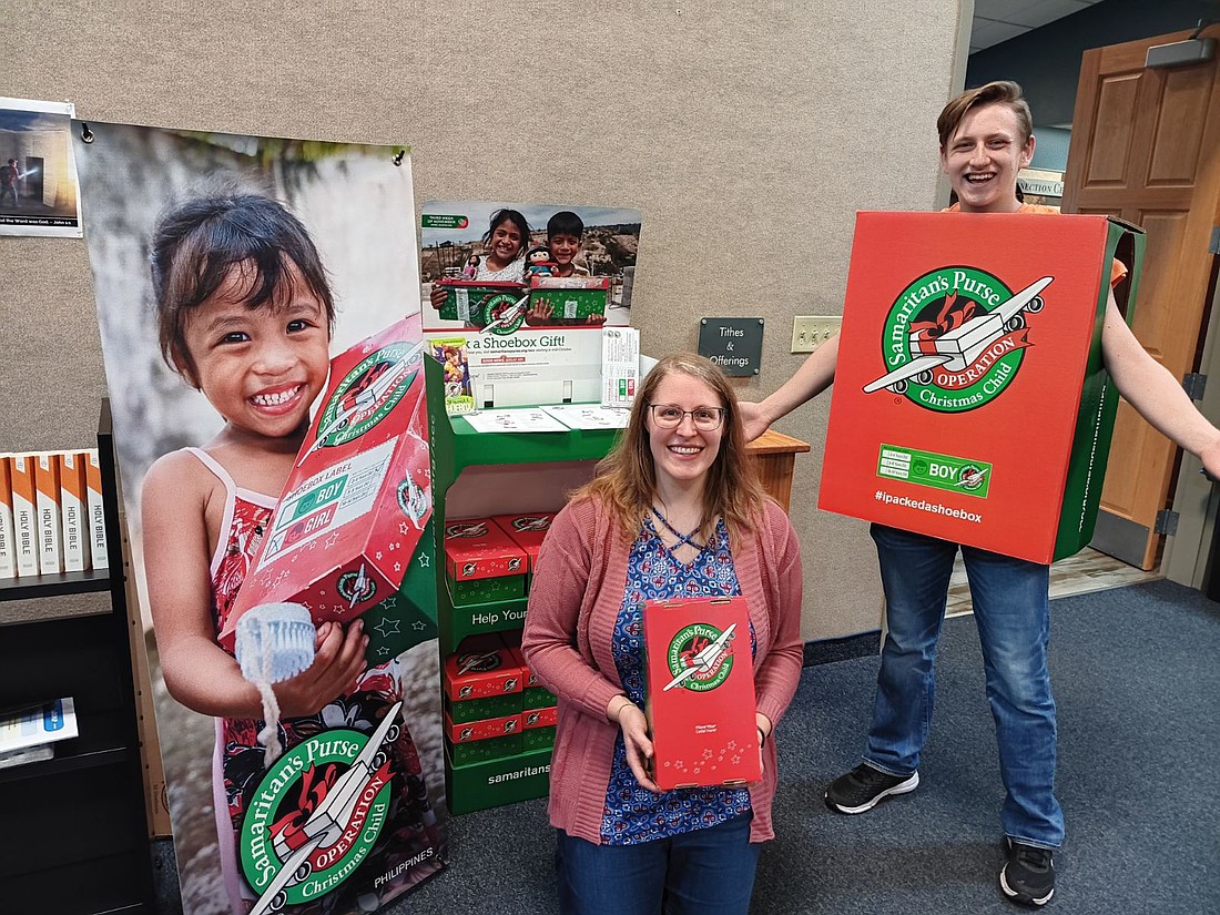 Anna Jackson and Simon Hankins are gearing up for Operation Christmas Child collection week. Photo Provided