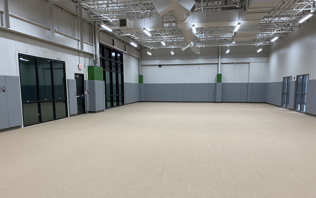 Flooring was just installed in the new wrestling and multipurpose room at Tippecanoe Valley High School. Photo by Leah Sander, InkFreeNews