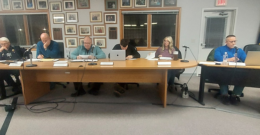 Pictured (L to R) are Winona Lake Police Chief Joe Hawn, Town Manager Craig Allebach and Town Council members Jim Lancaster, Austin Reynolds, Ashley McGinnis and Barry Andrew. Photo by Jackie Gorski, Times-Union