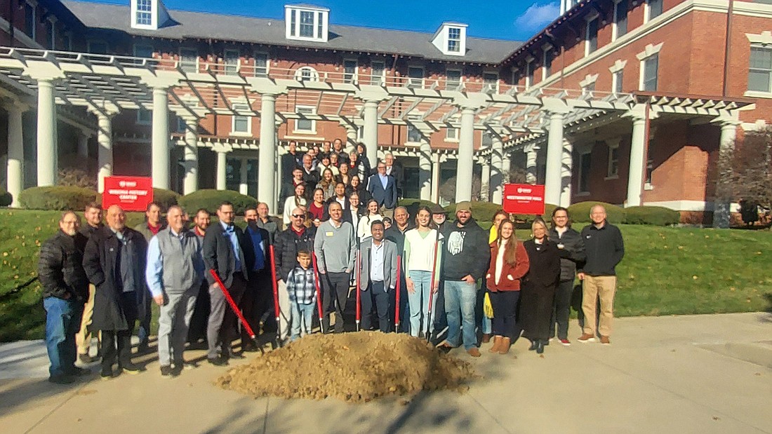 A ceremonial groundbreaking took place Tuesday for the Ray “Butch” and Sandra Shook Welcome Center, which will be located at Westminster Hall. Photo by Jackie Gorski, Times-Union