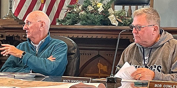 Pictured (L to R) are Kosciusko County Area Plan Commission President Lee Harman and Commission member Matt Goodnight. Photo by Liz Adkins, InkFreeNews