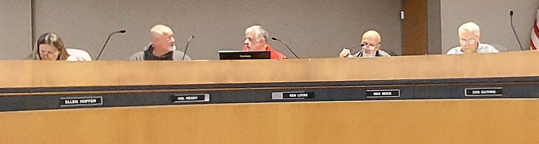 Pictured (L to R) are Oakwood Cemetery Board of Regents member Ellen Hoffer, sexton Hal Heagy and board members Ken Locke, Max Mock and Don Guthrie. Photo by Jackie Gorski, Times-Union