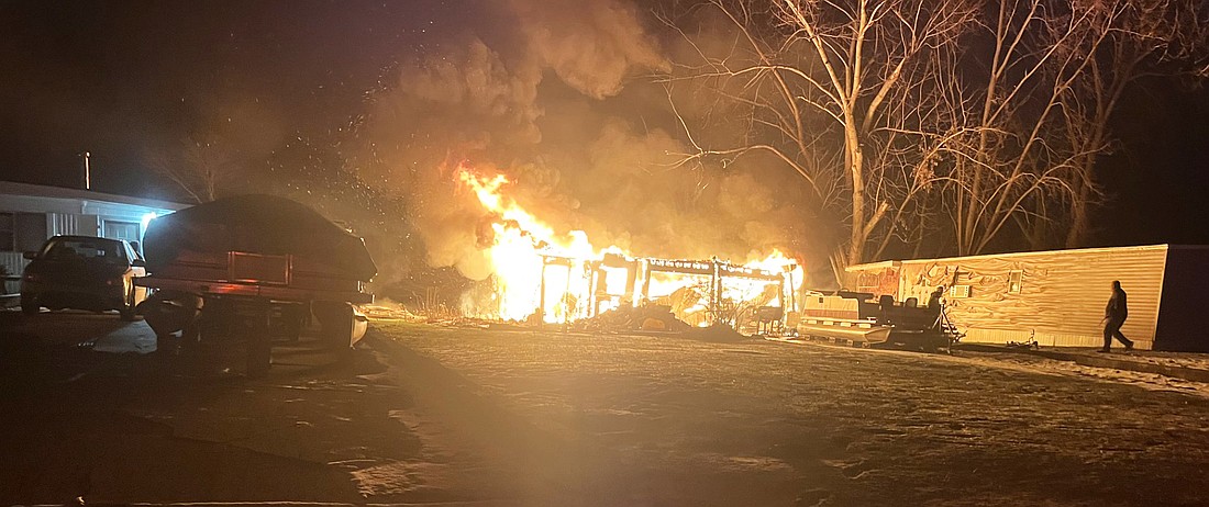 Pierceton Fire Department responded to a garage fire at 12:23 a.m. today on EMS R3 Lane. Photo provided by Pierceton Fire Department.