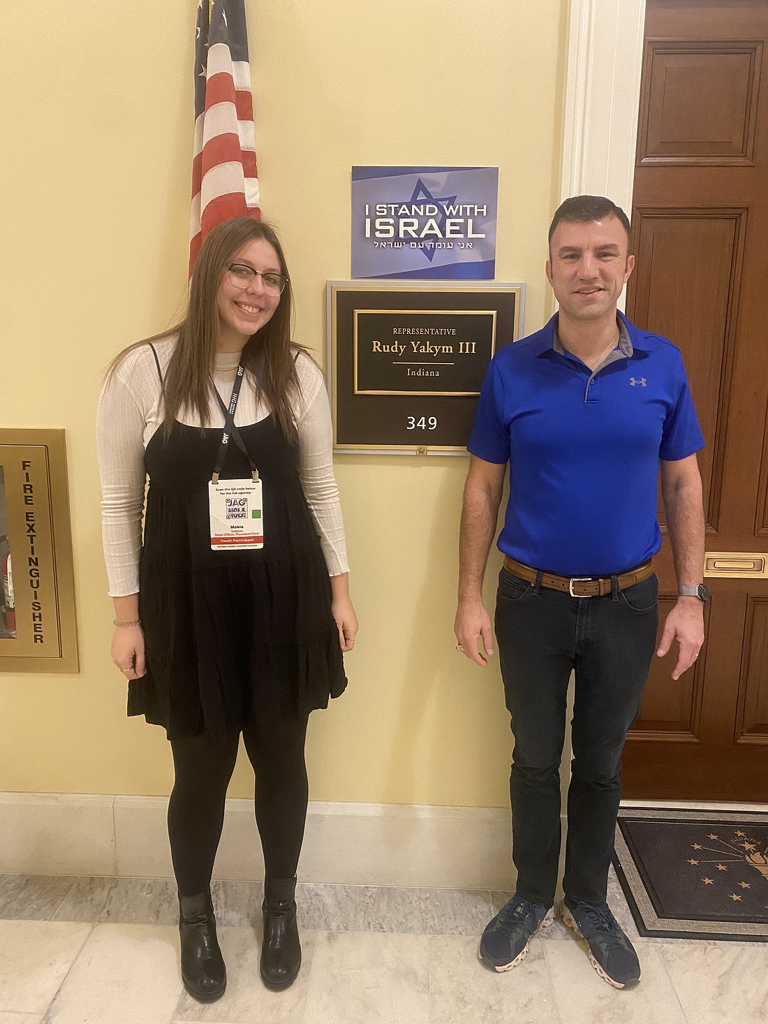 Makia Lukas, a Warsaw Community High School senior, poses for a photo with Second District U.S. Congressman Rudy Yakym (R). Photo Provided.