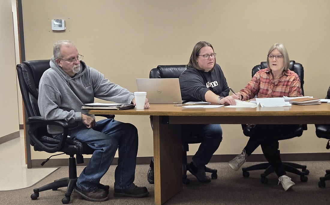 Pictured (L to R) are Mentone Town Councilman Tim Croy, Clerk-Treasurer Amanda Yaprak and Council President Jill Gross. Photo by Jackie Gorski, Times-Union