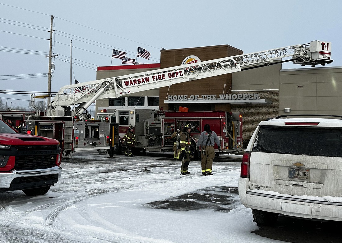 Firefighters respond to a fire at Burger King in Warsaw Tuesday afternoon. Photo by David Slone, Times-Union