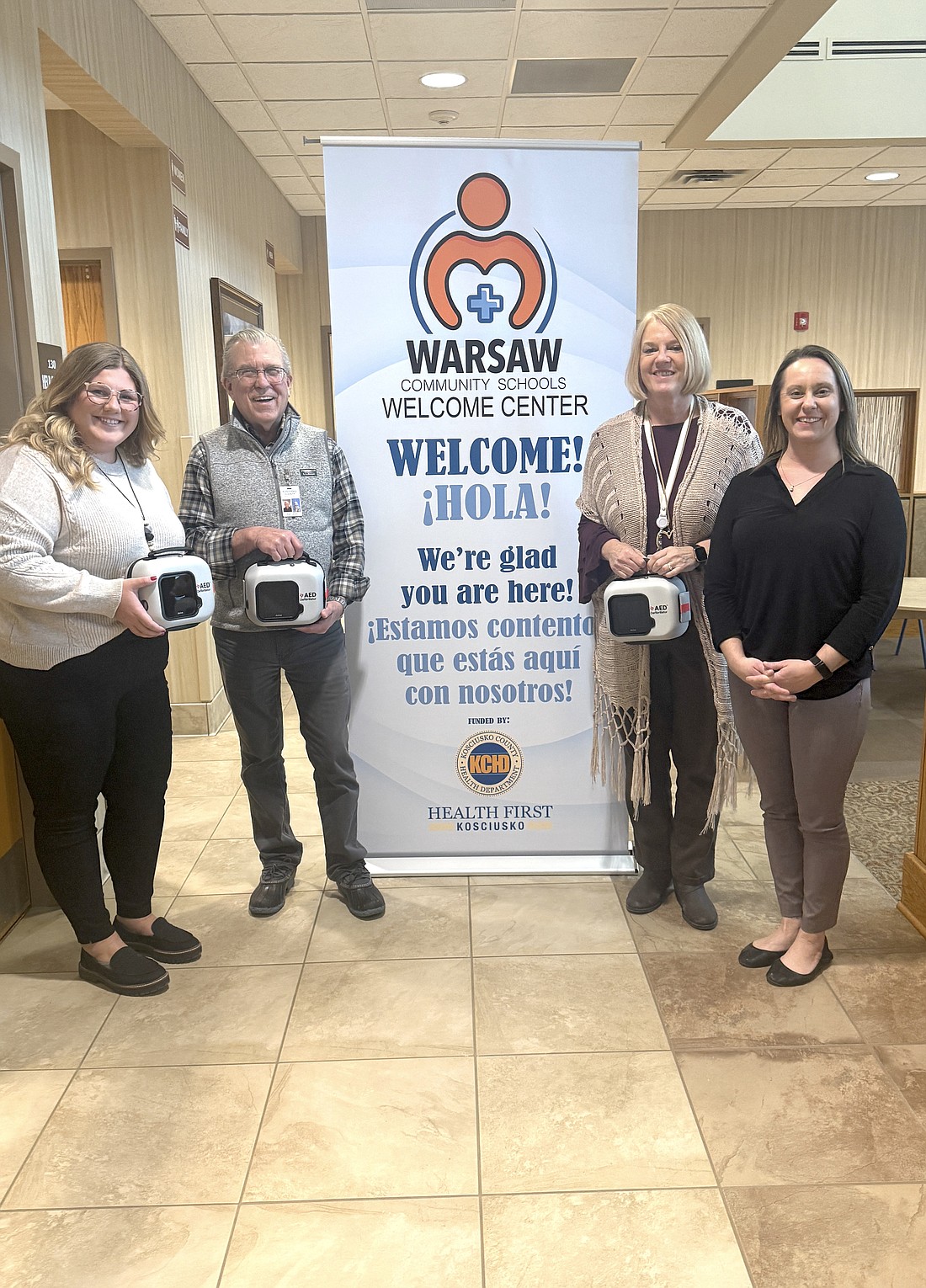 Kennedy Wagner, WCS nurse coordinator; Kurt Carlson, Health First Kosciusko coordinator; Tracey Akers, WCS Welcome Center coordinator; Liz McCullough, Health First Kosciusko assistant, are pictured. Photo Provided.