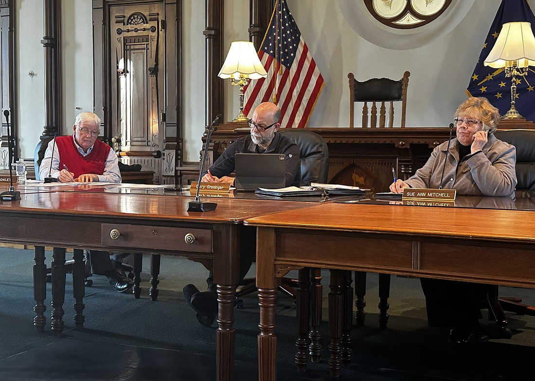 Kosciusko County Commissioners are (L to R) Bob Conley, Cary Groninger and Sue Ann Mitchell. Photo by David Slone, Times-Union