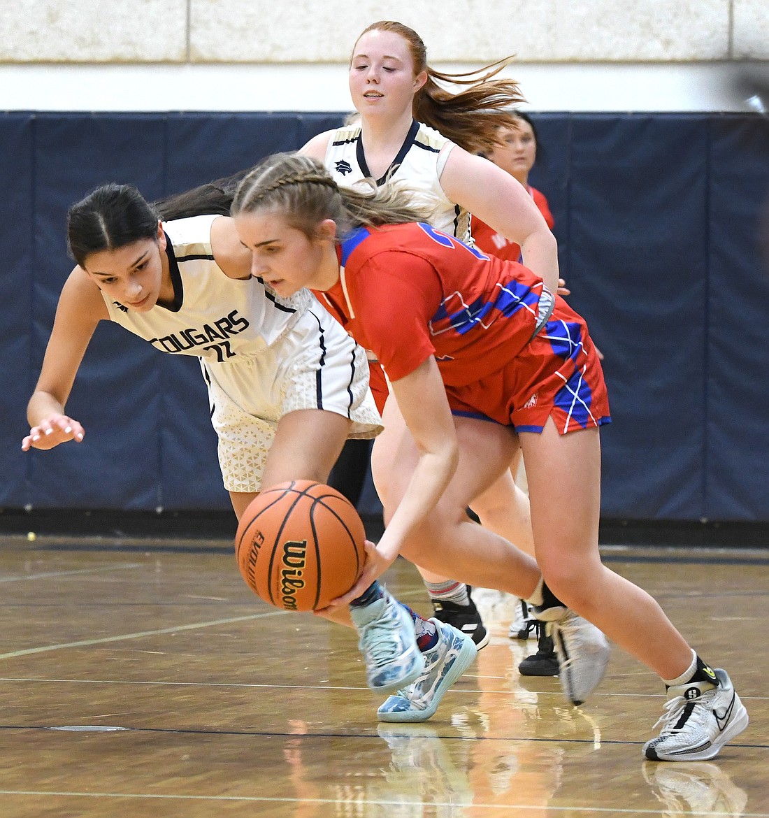 Whitko sophomore Jayma Stonebreaker steals the ball as LCA's  Madison Wobrock gives chase...Nieter