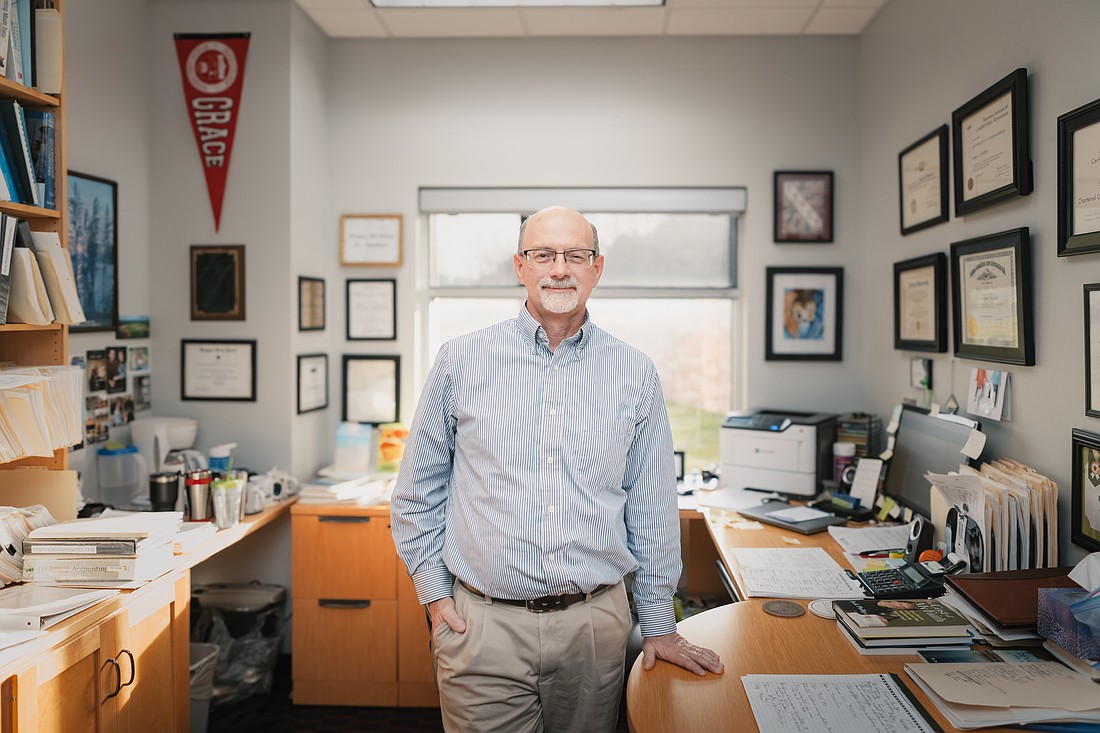 Grace College honors professor of accounting Dr. Roger Stichter’s 28 faithful years of service to the institution upon the announcement of his retirement. Photo Provided.