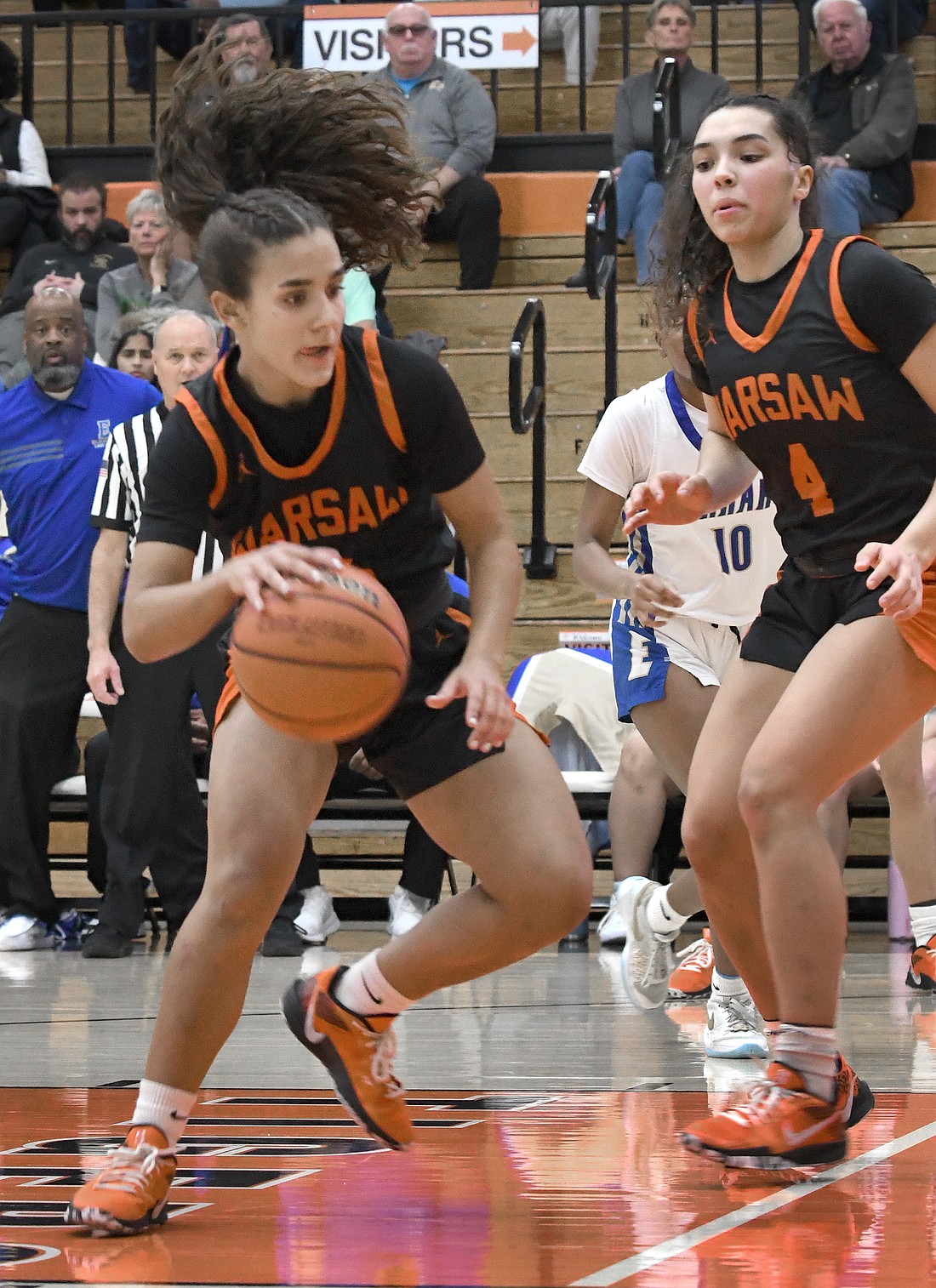 Senior Braylie Chastain of Warsaw makes a move to the basket in the lane during Friday night's sectional game against Elkhart...Nieter