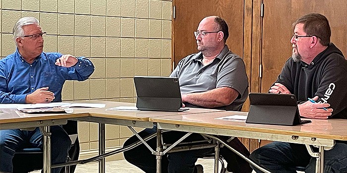 Pictured (L to R) are Pierceton Council President Glenn Hall and Council members Matt Brubaker and Chauncey Smith. Photo by Liz Adkins, InkFreeNews