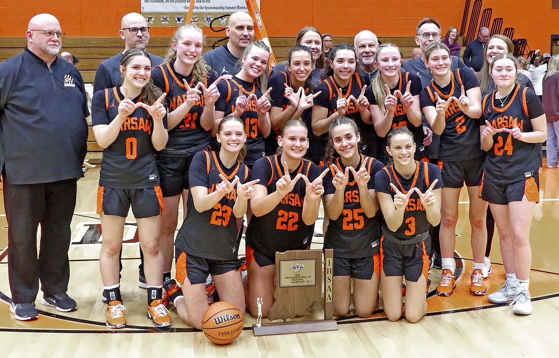 The Warsaw girls basketball team celebrates its first regional championship in 12 years after defeating South Bend Washington 53-43 at LaPorte High School Saturday evening.