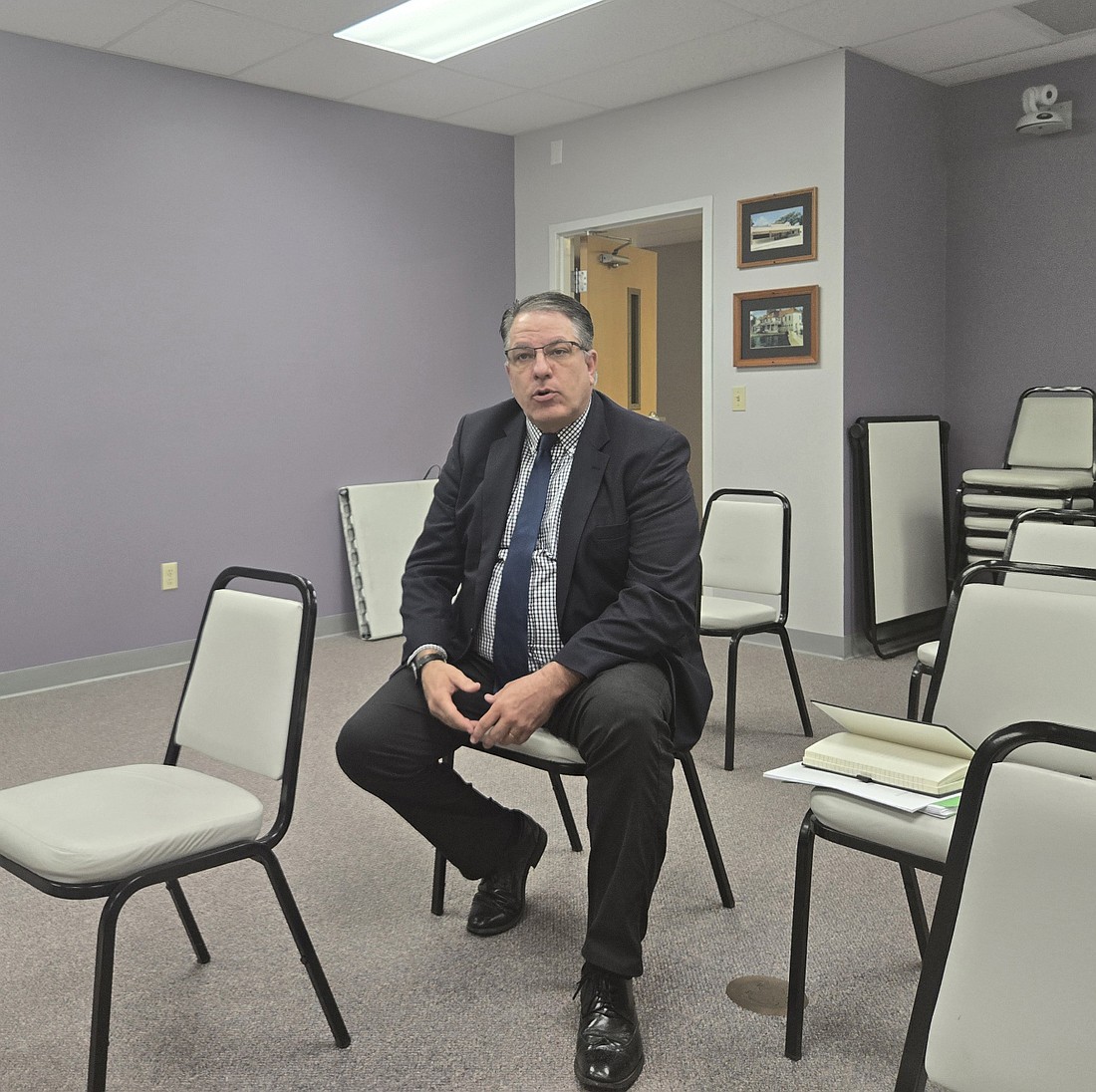 Bill Wash, director of operations at Grace College, talks to the Winona Lake Plan Commission Thursday. Photo by Jackie Gorski, Times-Union