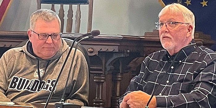 Pictured (L to R) are Kosciusko County Area Plan Commission members Matt Goodnight and Bob Conley. Photo by Liz Adkins, InkFreeNews