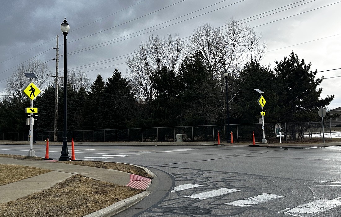 Some drivers apparently are ignoring adult crossing guards at the crosswalk (pictured) at Harrison Elementary School on Husky Trail in Warsaw. Photo by David Slone, Times-Union